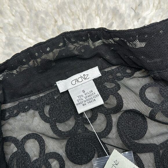 Cache Vintage NWT Long Black Sheer Textured Duster Cardigan EE27 - Picture 5 of 11